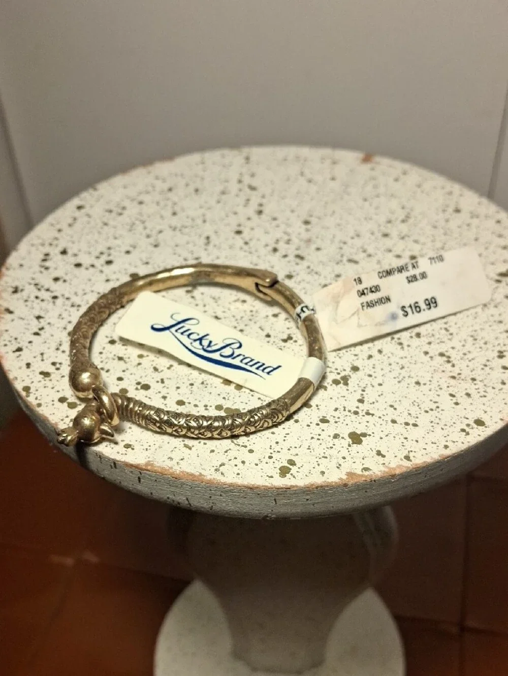 Lucky Brand Gold-Tone Peacock Hinge Bracelet with Charm
